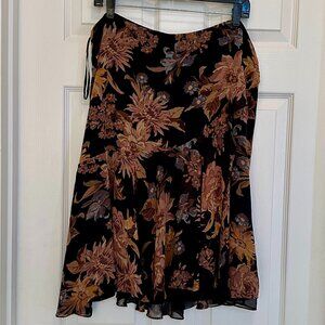 Ralph Lauren 100% Floral Print Silk Skirt - Size 14